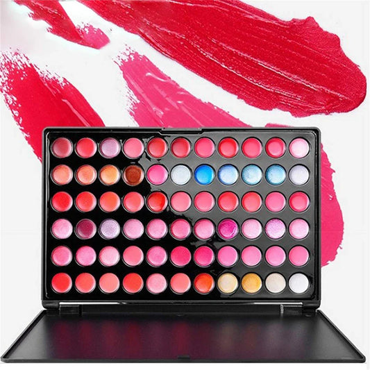 Palette de 66 Rouges à Lèvres - Gloss et Shimmer pour Maquillage Professionnel