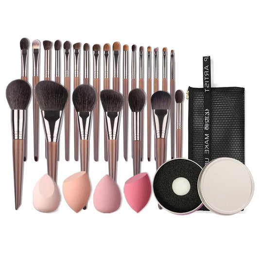 Kit de Pinceaux de Maquillage en Poils de Chèvre - Set Complet pour Un Maquillage Parfait