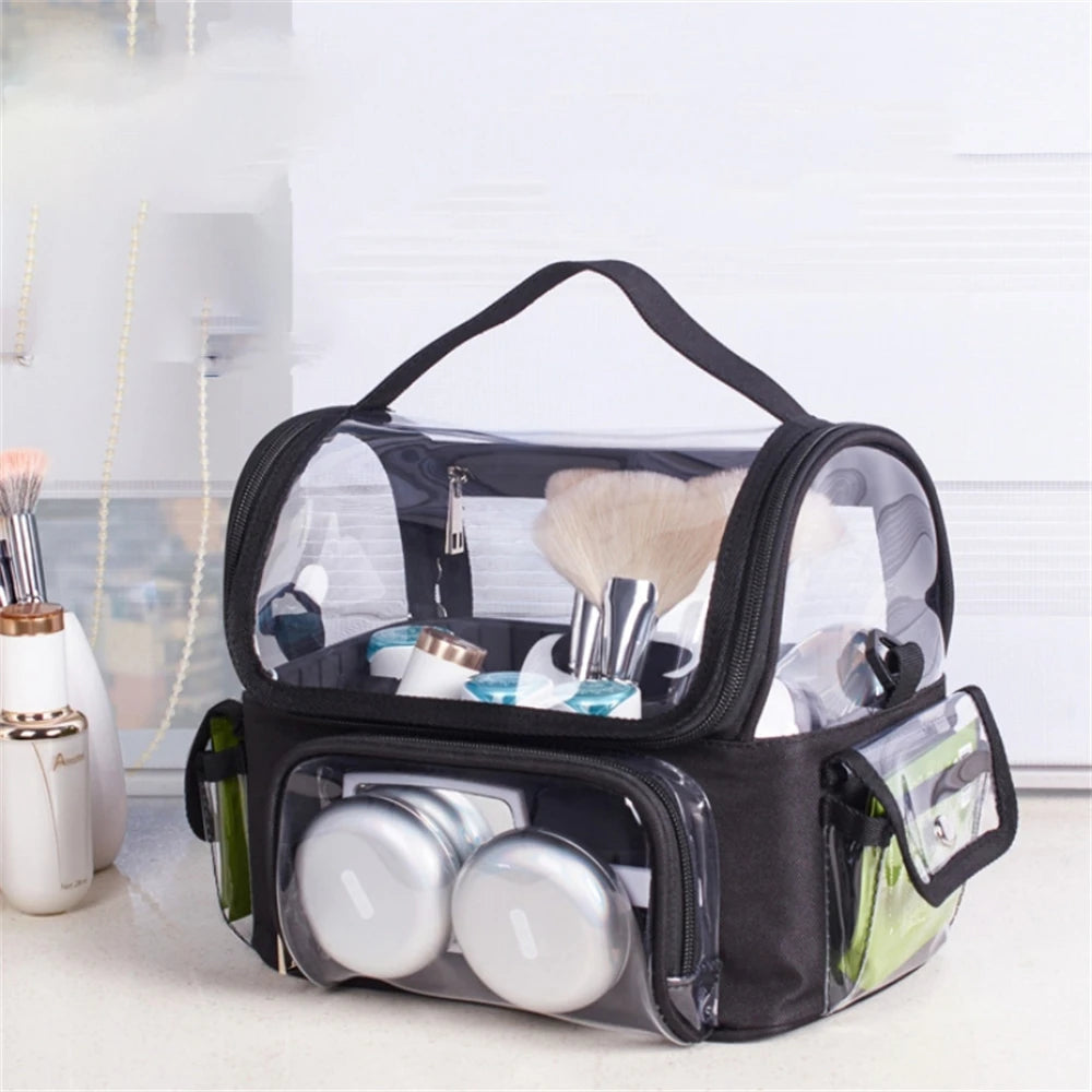 Trousse de Maquillage en PVC Transparent - Sac Cosmétique Étanche pour Salon et Voyage